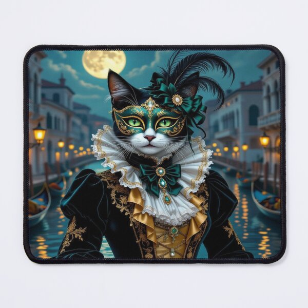 Item preview, Venetian Cat Enchantment – Masked creatures in brocade & EmeraldGlow between MoonlightMystery and CanalElegance designed and sold by FotoworldEdel.