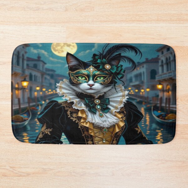 Item preview, Venetian Cat Enchantment – Masked creatures in brocade & EmeraldGlow between MoonlightMystery and CanalElegance designed and sold by FotoworldEdel.