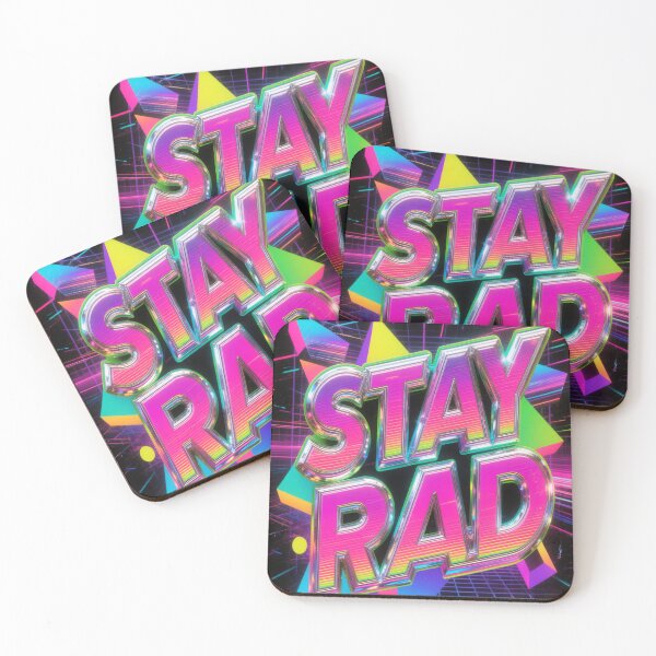 Item preview, STAY RAD Retro 80s 90s Neon Aesthetic Synthwave Design designed and sold by WHITE FLAME PRINTS.