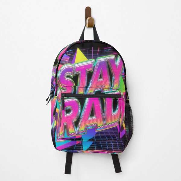 Item preview, STAY RAD Retro 80s 90s Neon Aesthetic Synthwave Design designed and sold by WHITE FLAME PRINTS.