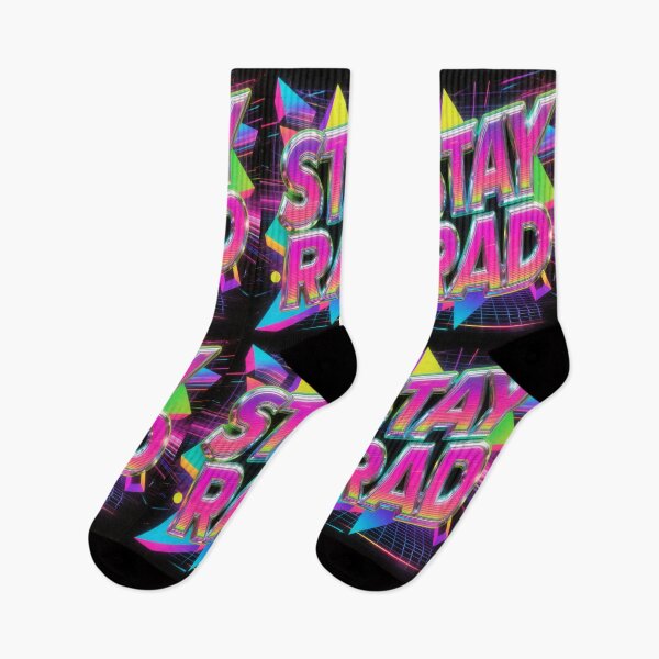 Item preview, STAY RAD Retro 80s 90s Neon Aesthetic Synthwave Design designed and sold by WHITE FLAME PRINTS.