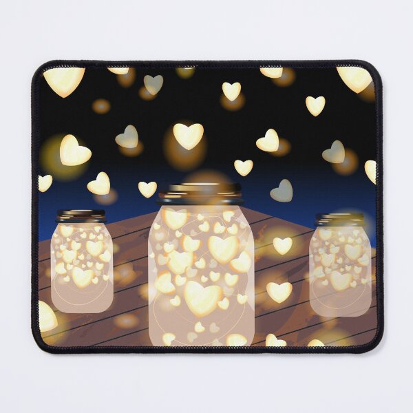 Item preview, Heart Light Jars — glowing hearts in glass jars romantic night illustration designed and sold by CheriTanya.