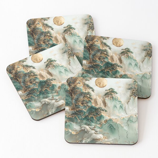 Item preview, Gold Inlaid Jade Carving Landscape - 06 designed and sold by Made-by-Gus.