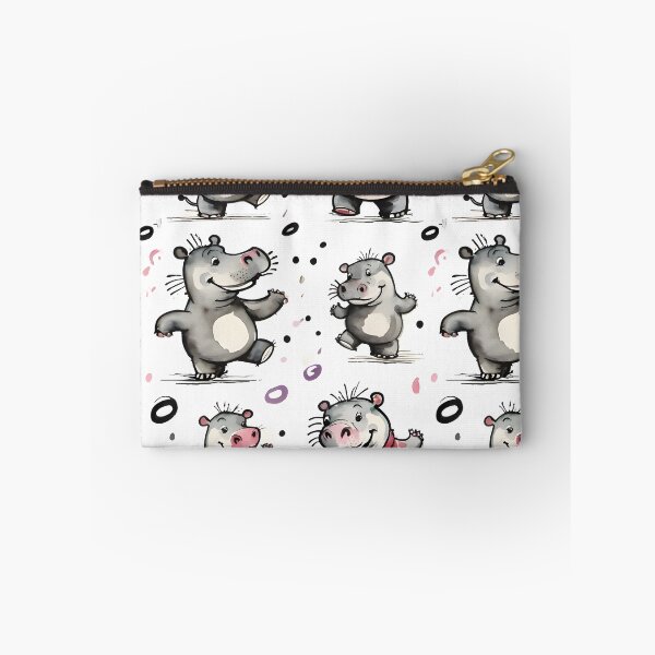 Aperçu de l'œuvre Motif aquarelle d'hippopotame mignon – Art animalier amusant pour les enfants créée et vendue par Dream Garden.