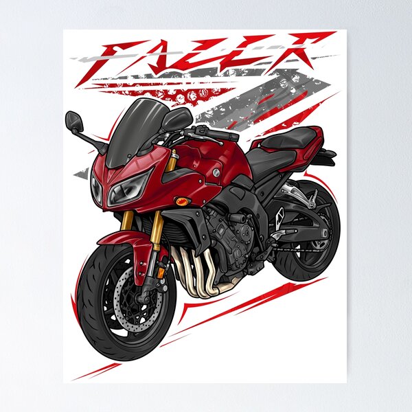 Artikelvorschau, Yamaha FZ1 Fazer 2006–2009 (Deep Red Metallic) für Motorradfahrer entworfen und verkauft von MotoApparelHub.