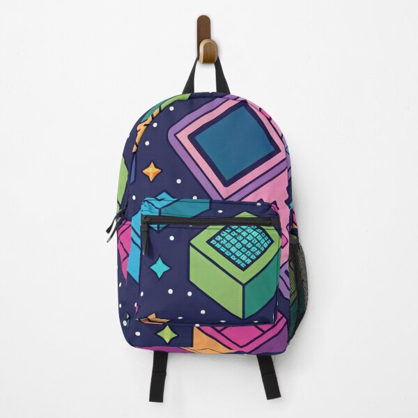 Item preview, Neon Retro Nature Tech Pattern — Bold Gaming Nature Plaid & Cubes designed and sold by NoctaHike.