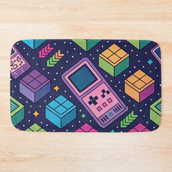 Item preview, Neon Retro Nature Tech Pattern — Bold Gaming Nature Plaid & Cubes designed and sold by NoctaHike.