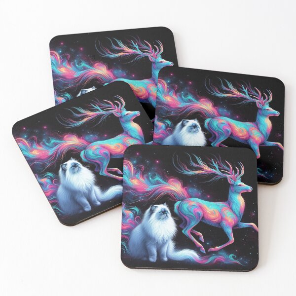 Item preview, Cute mystic deer and himalayan cat designed and sold by Dogandesighn.