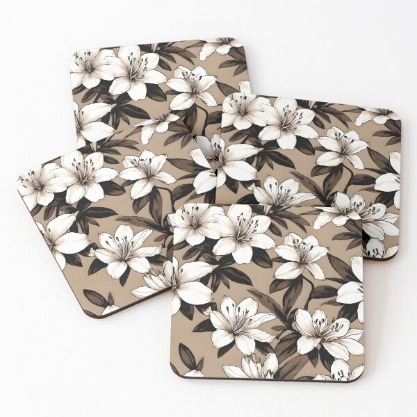 Item preview, Brown White Blossoms designed and sold by Dream Garden.