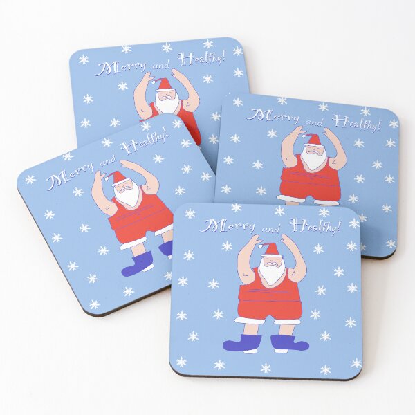 Item preview, Raise your arms HEALTHY HOLY CHRISTMAS, LIGHT BLUE background designed and sold by WONDERPRINTVALLEY.