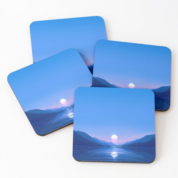 Item preview, Moon Reflection on Calm Lake – Minimal Night Scene | Elegant Blue Vector Art designed and sold by Windy-market.