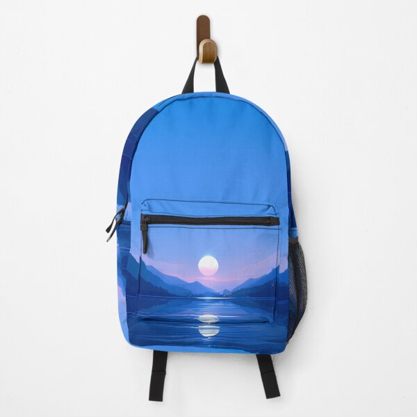 Item preview, Moon Reflection on Calm Lake – Minimal Night Scene | Elegant Blue Vector Art designed and sold by Windy-market.