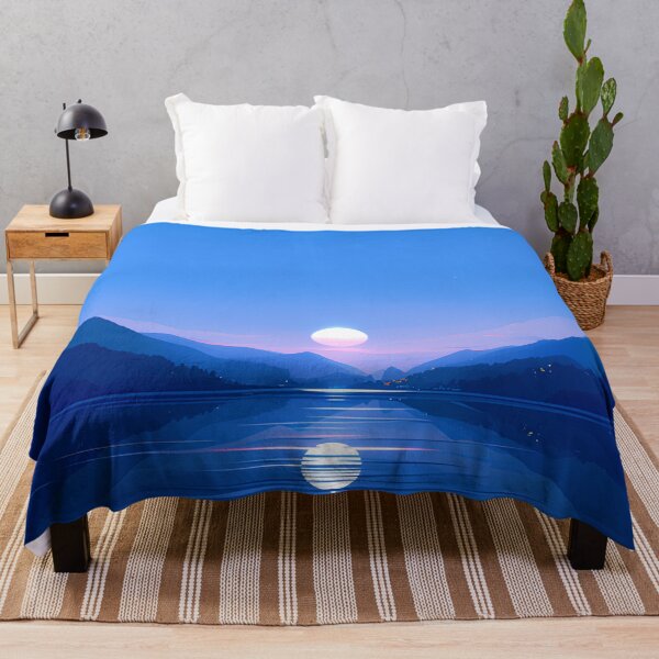 Item preview, Moon Reflection on Calm Lake – Minimal Night Scene | Elegant Blue Vector Art designed and sold by Windy-market.