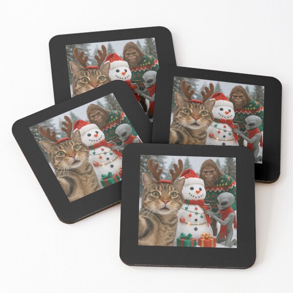 Item preview, Cute Cat Selfie Santa Alien Ufo BigFoot Christmas Moon  designed and sold by BASKF.