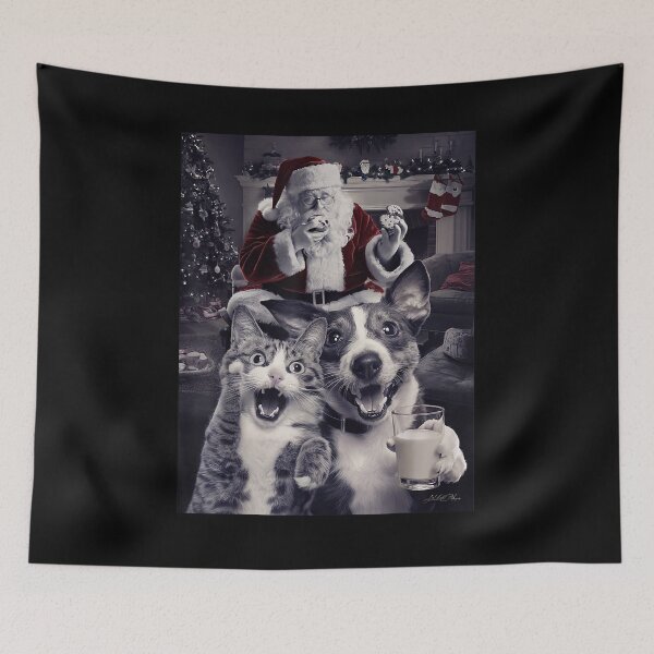 Item preview, Cute Cat And Dog Selfie Santa Hat Christmas Moon  designed and sold by BASKF.