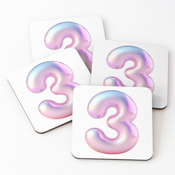 Item preview, Reflective and vibrant number three shines designed and sold by MiraCleAI.
