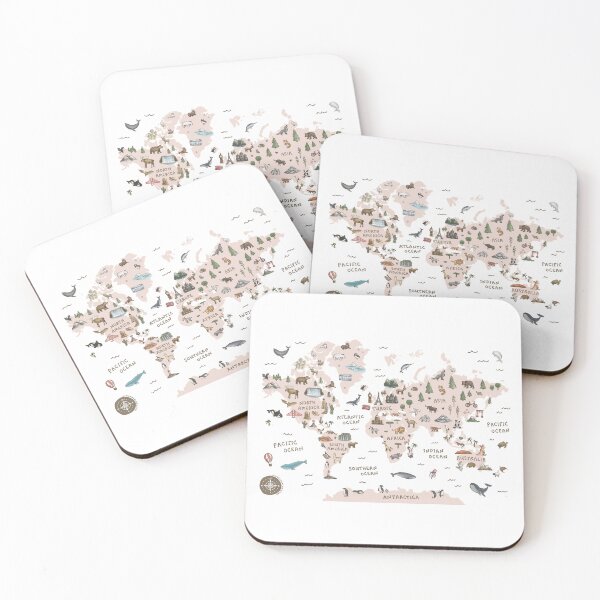Item preview, World Map - Pink designed and sold by Those Pencil Shavings.