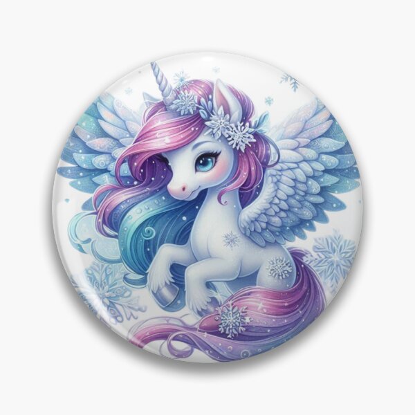 Item preview, Winged Unicorn With Snowflakes, Pastel Mane, and Ice Blue Wings  designed and sold by LinaDesign Store.