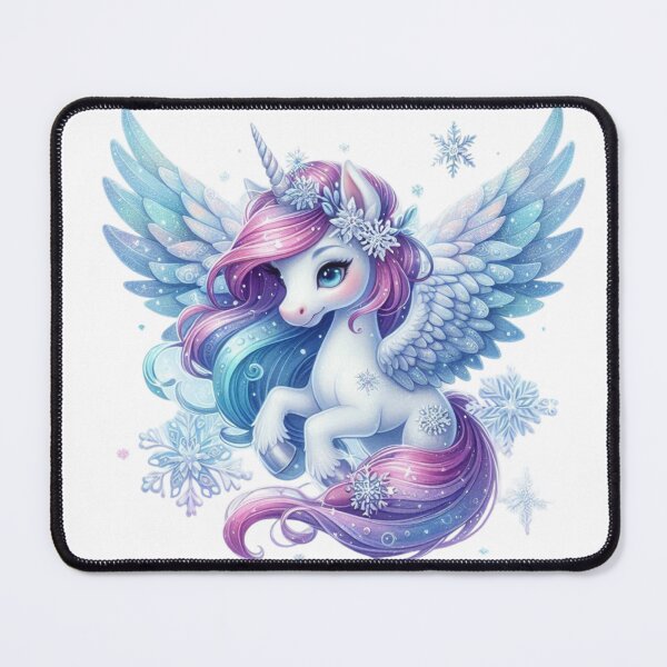 Item preview, Winged Unicorn With Snowflakes, Pastel Mane, and Ice Blue Wings  designed and sold by LinaDesign Store.