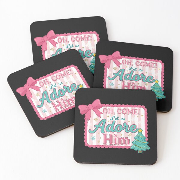 Item preview, Cute Pink Christmas Design – “Oh Come Let Us Adore Him” Holiday Quote designed and sold by campbellnettieq.