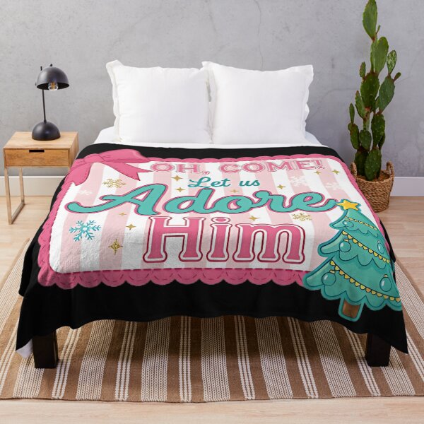 Item preview, Cute Pink Christmas Design – “Oh Come Let Us Adore Him” Holiday Quote designed and sold by campbellnettieq.