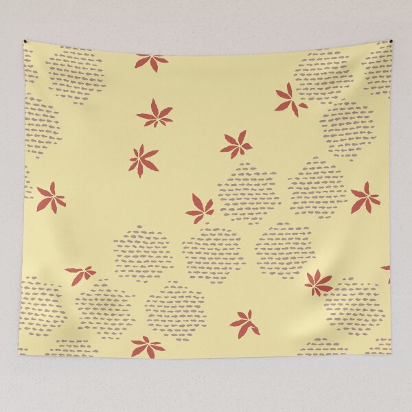 Item preview, Japanese Maple Leaves with Hexagon - seamless vintage pattern designed and sold by Japan Design Prints.