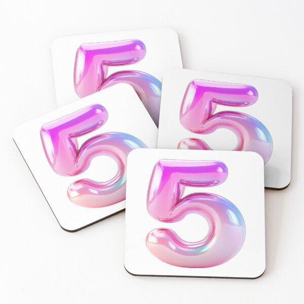 Item preview, Vibrant number five in glossy pink gradient  designed and sold by MiraCleAI.