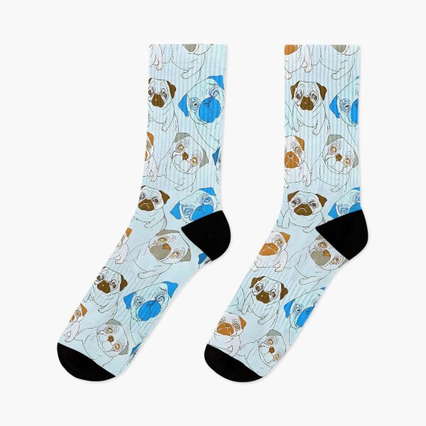 Item preview, Cute Pug Pattern in Blue and Brown Tones designed and sold by Dream Garden.