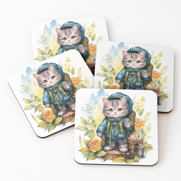 Item preview, Cute Cat Watercolor Camping 01 designed and sold by CharlieDesings.