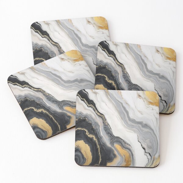 Item preview, Black and Gold Chromatic Currents - Abstract Marble designed and sold by RockitBaby.