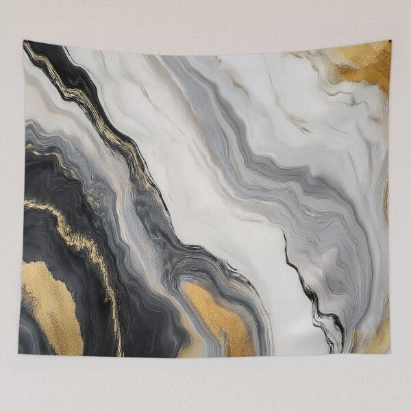 Item preview, Black and Gold Chromatic Currents - Abstract Marble designed and sold by RockitBaby.