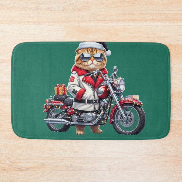 Item preview, Biker Santa Cat on Motorcycle | Cool Christmas Cat Riding Chopper | Funny Holiday Biker designed and sold by E-SarnEdge.