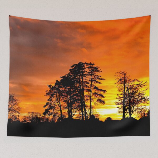 Item preview, Orange Sunset Pines designed and sold by FOLK ART FUSION by heidiannemorris.