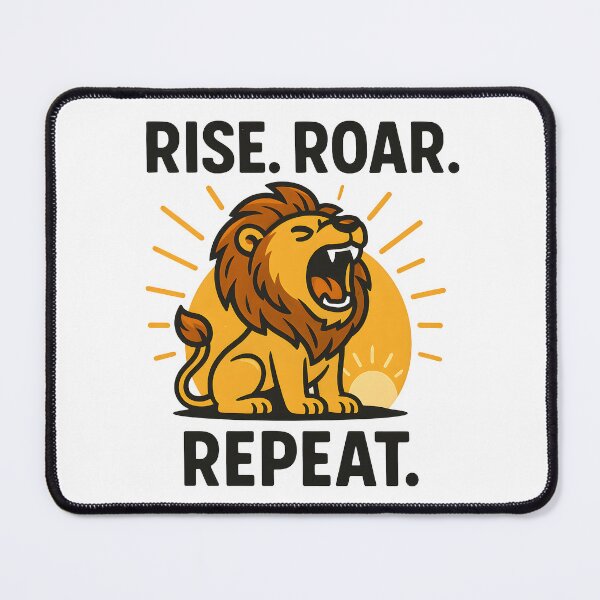 Artikelvorschau, Rise Roar Repeat Motivierendes Löwendesign. entworfen und verkauft von The-T-In-Retro.