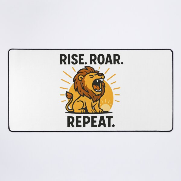 Artikelvorschau, Rise Roar Repeat Motivierendes Löwendesign. entworfen und verkauft von The-T-In-Retro.