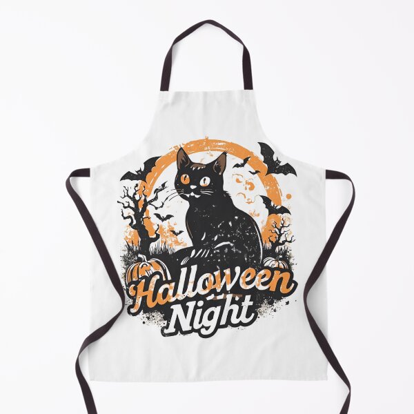 Item preview, Spooky Halloween Night – Black Cat, Bats, and Glowing Pumpkin under Haunted Trees designed and sold by Ink-Lift Creations.