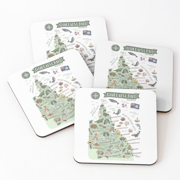 Item preview, Map of Queensland, Australia - Green designed and sold by Those Pencil Shavings.