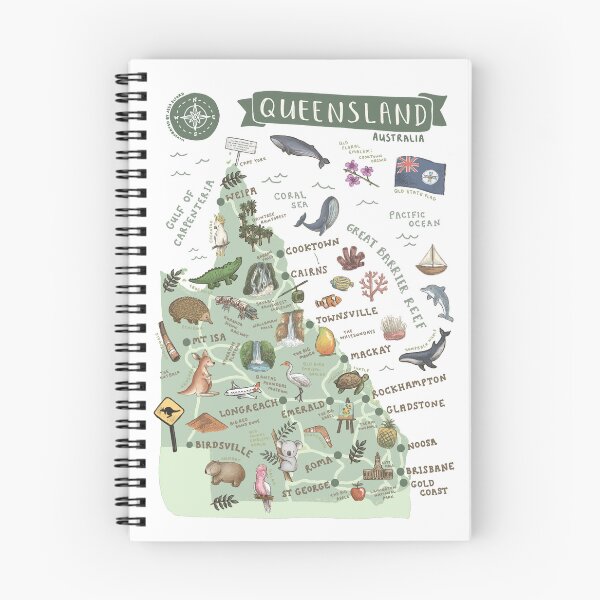 Item preview, Map of Queensland, Australia - Green designed and sold by Those Pencil Shavings.