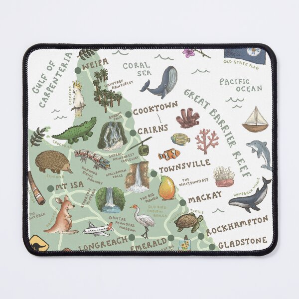 Item preview, Map of Queensland, Australia - Green designed and sold by Those Pencil Shavings.