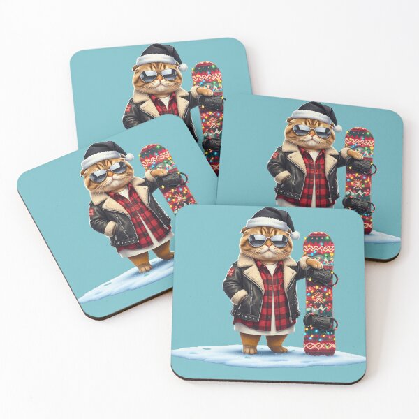 Item preview, Cool Snowboarding Cat | Festive Winter Sports Kitty | Cat in Santa Hat and Sunglasses designed and sold by E-SarnEdge.