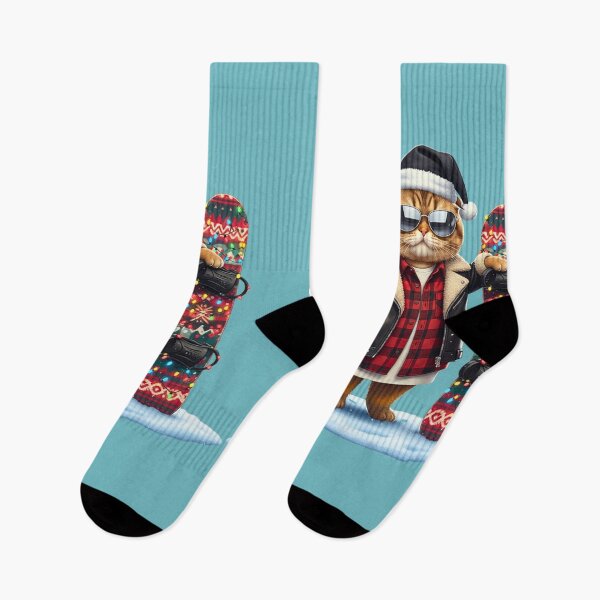Item preview, Cool Snowboarding Cat | Festive Winter Sports Kitty | Cat in Santa Hat and Sunglasses designed and sold by E-SarnEdge.