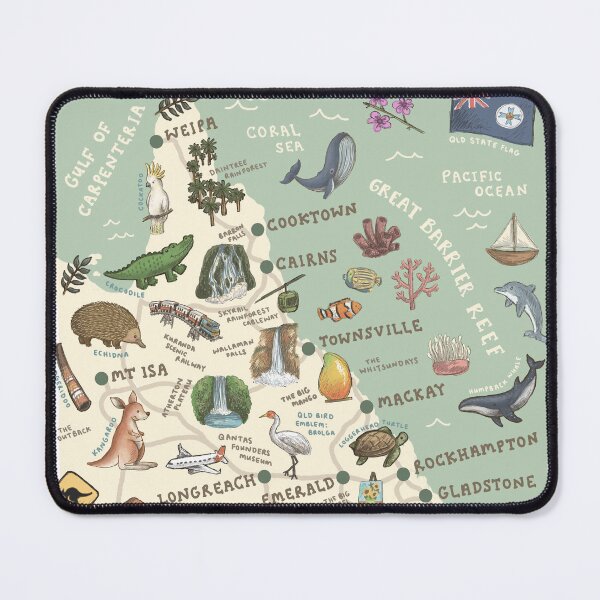 Item preview, Map of Queensland, Australia - Green designed and sold by Those Pencil Shavings.