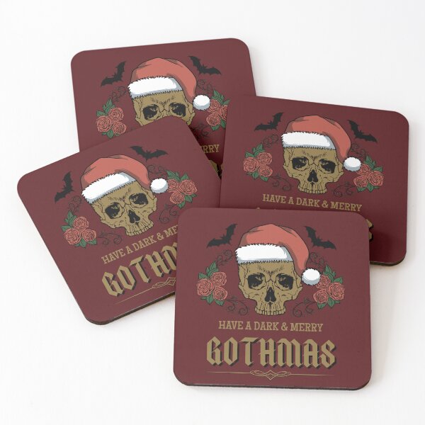 Item preview, Have A Dark & Merry Gothmas | Gothic Christmas Skull with Santa Hat and Roses designed and sold by KnockingLouder.