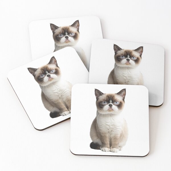 Item preview, A delightful grumpy cat sits with poise against a crisp white background designed and sold by MiraCleAI.