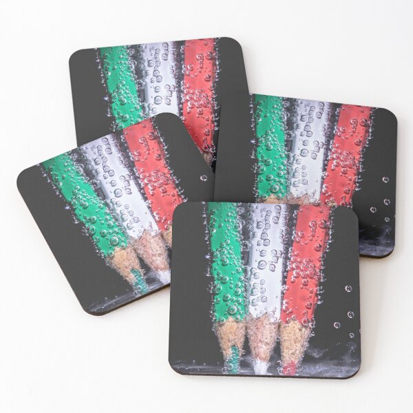 Item preview, Italian Flag Pencils Underwater with Bubbles - Macro Still Life designed and sold by MDB_Shop.
