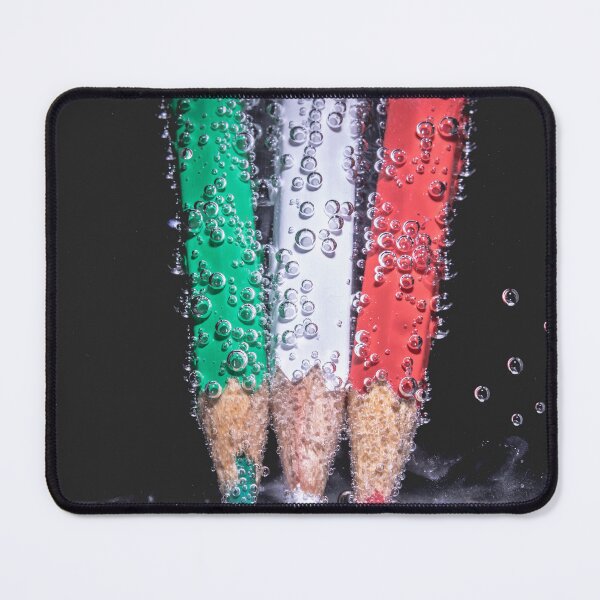 Item preview, Italian Flag Pencils Underwater with Bubbles - Macro Still Life designed and sold by MDB_Shop.