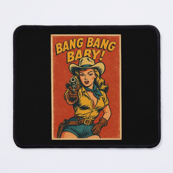 Item preview, Vintage Cowgirl Comic Poster – “Bang Bang Baby!” Retro Western Pin-Up Art designed and sold by The Devil's Bargain.