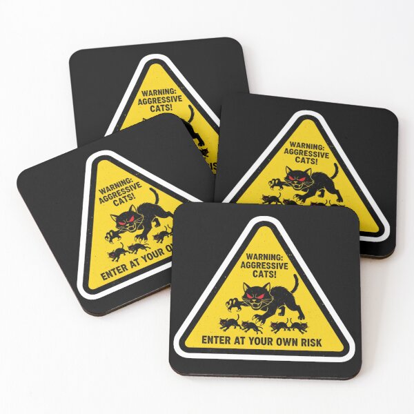 Item preview, Warning: Aggressive Cats – Funny Danger Sign  designed and sold by Sticker-Crafts.