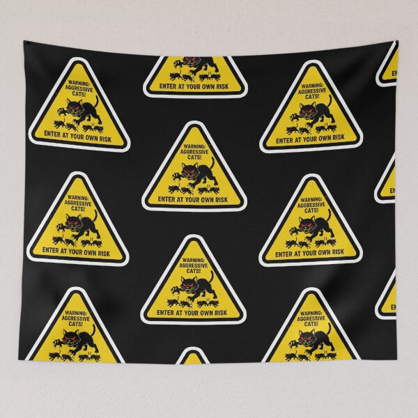Item preview, Warning: Aggressive Cats – Funny Danger Sign  designed and sold by Sticker-Crafts.