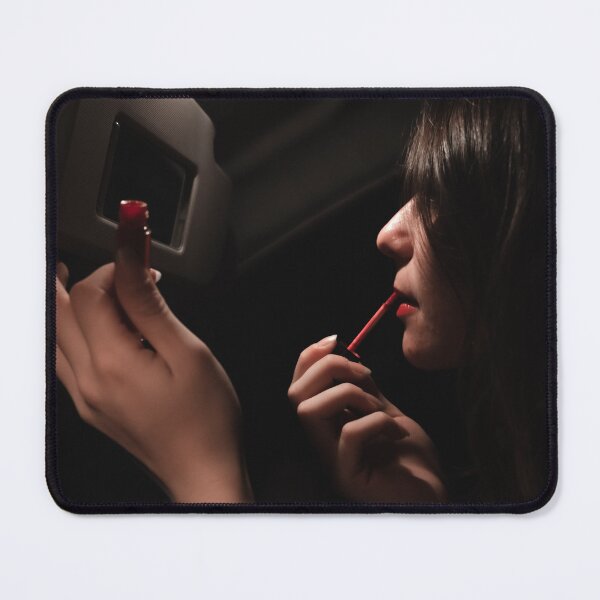 Item preview, Woman Applying Lipstick in Dark Car Interior - Moody Beauty Portrait designed and sold by MDB_Shop.